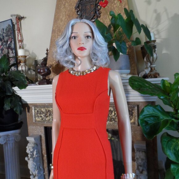 Carolina Herrera Orange Tweed Sheath Dress Size 2 - Picture 8 of 16